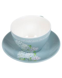 Tasse mit Untertasse in Box 'Hortensie'