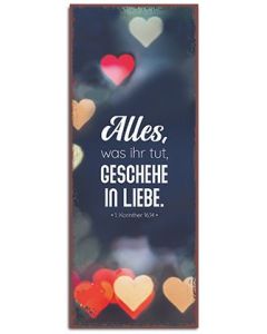 Metallschild 'Alles, was ihr tut, geschehe in Liebe.' Motiv: Herz