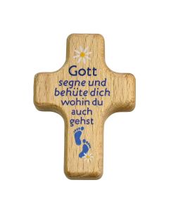 Handkreuz 'Gott segne und behüte dich wohin du auch gehst'  blau