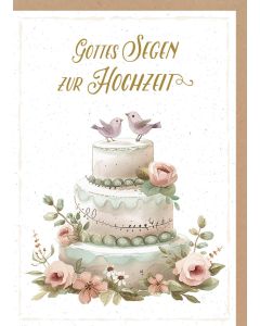 Faltkarte 'Gottes Segen zur Hochzeit'  1x                   Motiv: Hochzeitstorte