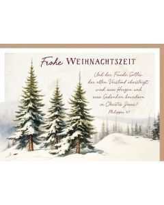 Faltkarte 'Frohe Weihnachtszeit'   1x                       Motiv: Wintertannen