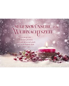 Postkarte 'Segenswünsche zur Weihnachtszeit' 12x            Motiv: Rote Kerze